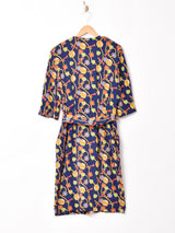 ベルト付き 総柄ワンピース