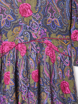 アメリカ製 花柄 長袖ワンピース