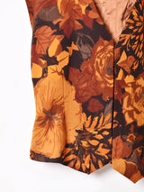 花柄 バックレザーベスト