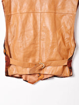 花柄 バックレザーベスト