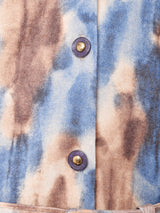 イギリス製 ベルト付き 総柄 オープンカラー 長袖ワンピース