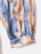 イギリス製 ベルト付き 総柄 オープンカラー 長袖ワンピース