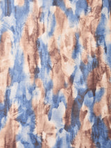 イギリス製 ベルト付き 総柄 オープンカラー 長袖ワンピース