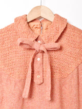 60's アメリカ製 ボウタイ 切り替えデザイン 長袖ワンピース