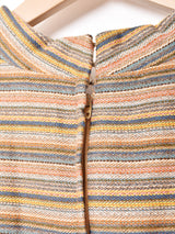 60's〜70's ストライプ ボウタイ 長袖ワンピース