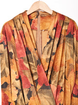 総柄 ベルト付き 長袖ワンピース