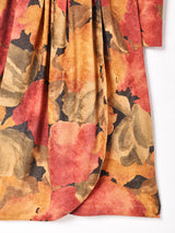 総柄 ベルト付き 長袖ワンピース