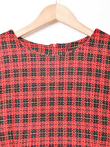 アメリカ製 チェック柄 ノーカラー 長袖ワンピース