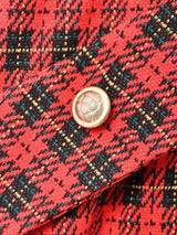 アメリカ製 チェック柄 ノーカラー 長袖ワンピース