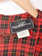 アメリカ製 チェック柄 ノーカラー 長袖ワンピース