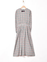 アメリカ製 チェック柄 リボン付き 長袖ワンピース
