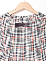 アメリカ製 チェック柄 リボン付き 長袖ワンピース