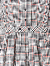 アメリカ製 チェック柄 リボン付き 長袖ワンピース