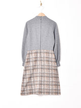 切り替えデザイン ハイネック 長袖ワンピース