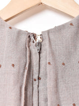 後染め 刺繍 ビブカラー 7分袖ワンピース