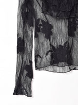 フリルカラー 長袖 チュールトップス