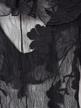 フリルカラー 長袖 チュールトップス