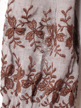 後染め 刺繍 ビブカラー 7分袖ワンピース