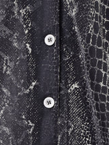 シルバーメタリック シアー長袖シャツ