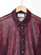 メタリック シアー長袖シャツ