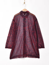 メタリック シアー長袖シャツ