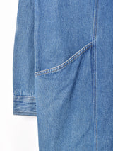 デニム オープンカラー 長袖ワンピース