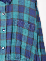 コーデュロイカラー チェック柄 長袖ワンピース