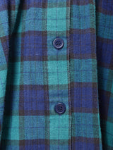 コーデュロイカラー チェック柄 長袖ワンピース