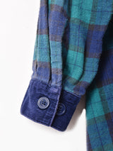 コーデュロイカラー チェック柄 長袖ワンピース