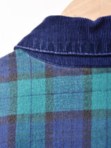 コーデュロイカラー チェック柄 長袖ワンピース