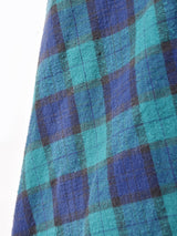 コーデュロイカラー チェック柄 長袖ワンピース