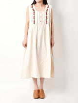 Elcamino フラワー刺繍 スリーブレスワンピース