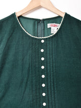 ボタンデザイン コーデュロイ 長袖ワンピース