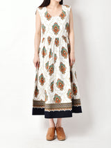 Emerald Motel ダマスク柄 キルトヘム スリーブレスワンピース