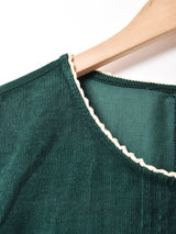 ボタンデザイン コーデュロイ 長袖ワンピース