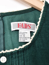 ボタンデザイン コーデュロイ 長袖ワンピース