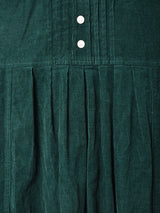 ボタンデザイン コーデュロイ 長袖ワンピース