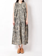 Emerald Motel ボタニカル柄 バンドカラー スリーブレス  ワンピース