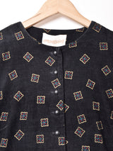 総柄 コーデュロイ 長袖ワンピース