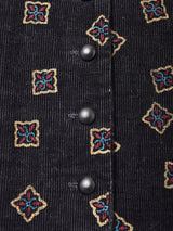 総柄 コーデュロイ 長袖ワンピース