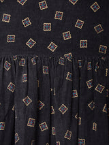 総柄 コーデュロイ 長袖ワンピース