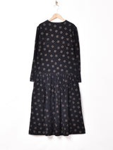 総柄 コーデュロイ 長袖ワンピース