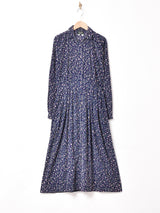 アメリカ製 花柄 襟付き コーデュロイ 長袖ワンピース