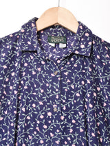 アメリカ製 花柄 襟付き コーデュロイ 長袖ワンピース