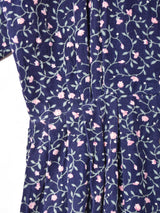 アメリカ製 花柄 襟付き コーデュロイ 長袖ワンピース