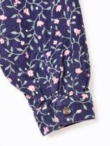 アメリカ製 花柄 襟付き コーデュロイ 長袖ワンピース