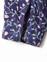 アメリカ製 花柄 襟付き コーデュロイ 長袖ワンピース