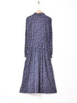 アメリカ製 花柄 襟付き コーデュロイ 長袖ワンピース