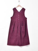 フロントボタン コーデュロイ スリーブレスワンピース