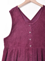 フロントボタン コーデュロイ スリーブレスワンピース